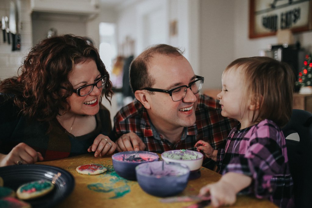 A photo of my wife Emily, myself, and my daughter Eloise.